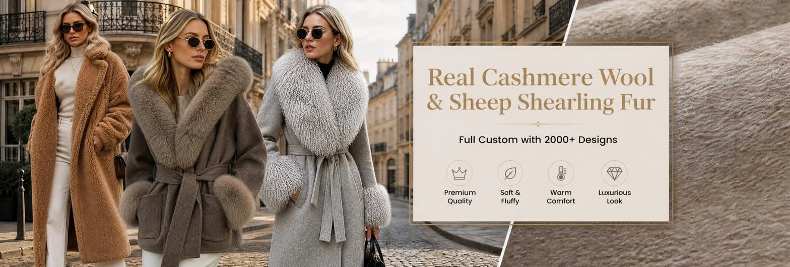 Cashmere Wool and Sheep Shearling Coats