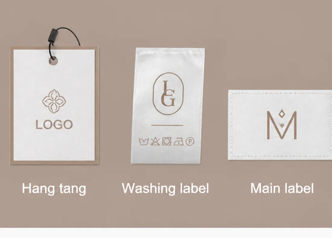 Private label, care label and hang tag placement examples