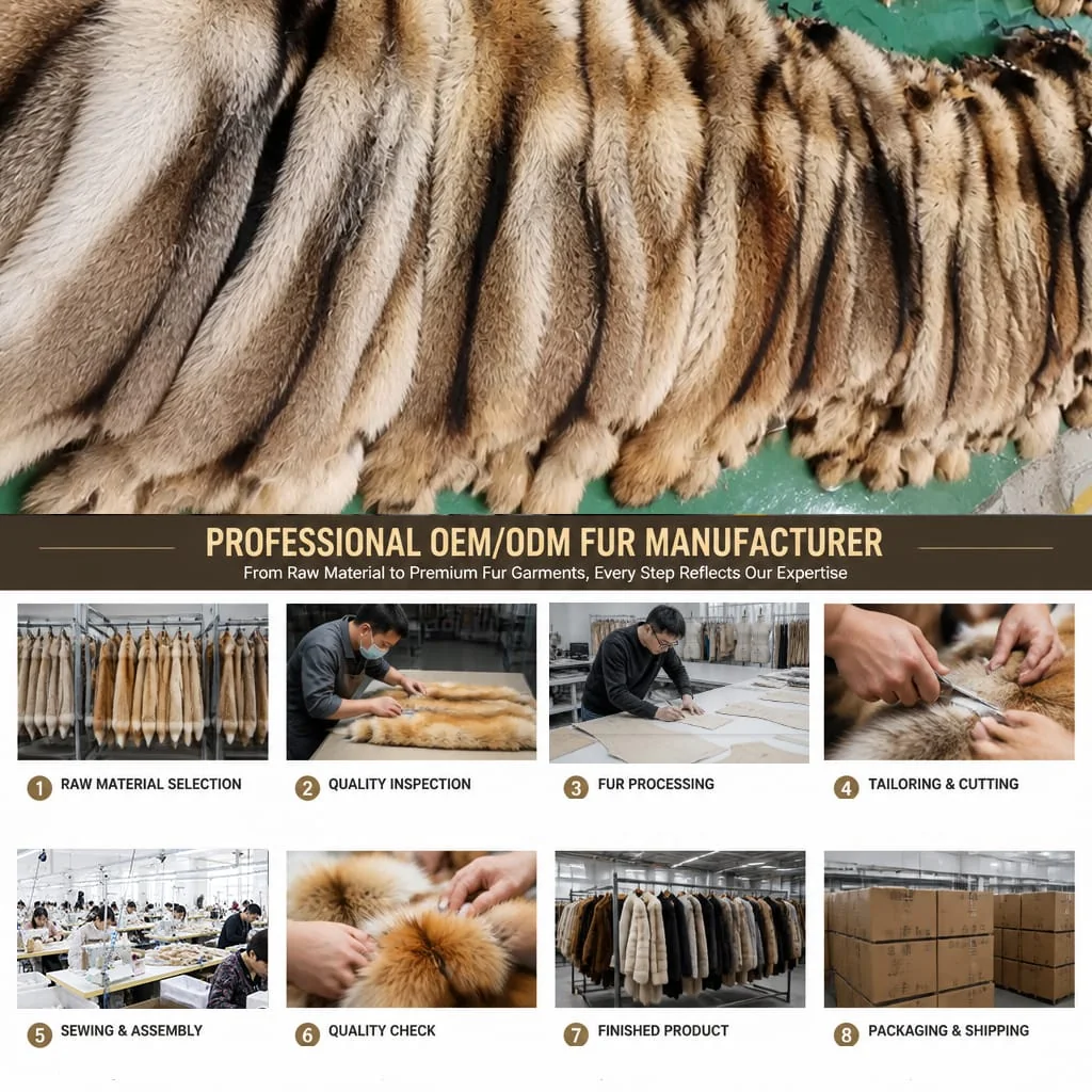 Illustrated fur garment production and quality checkpoints