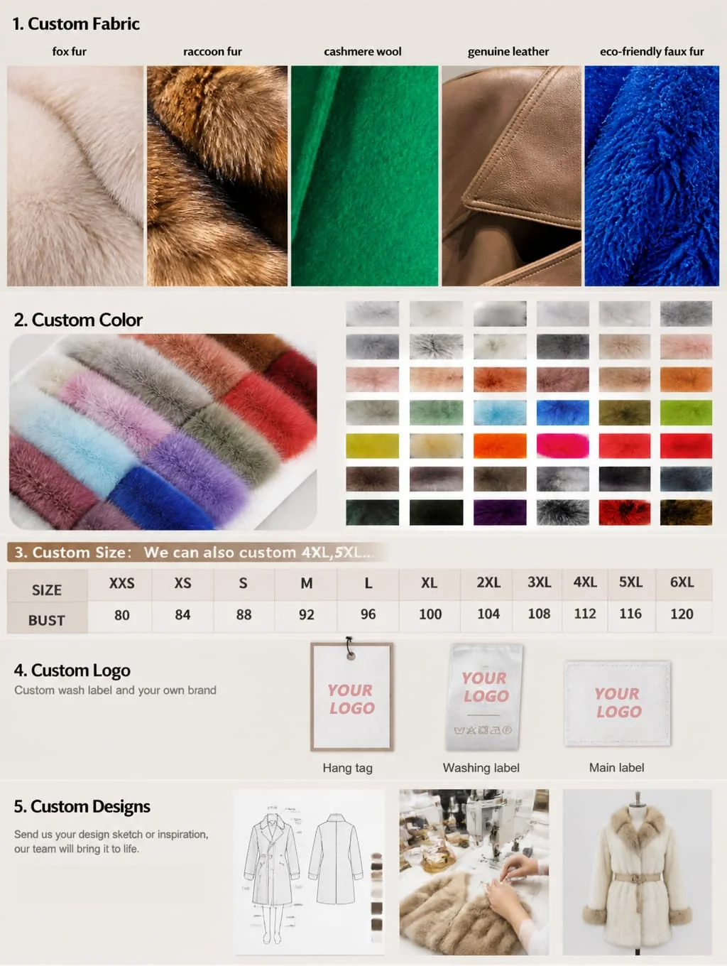 OEM Custom Service — Fabric, Color, Size, Logo, Design