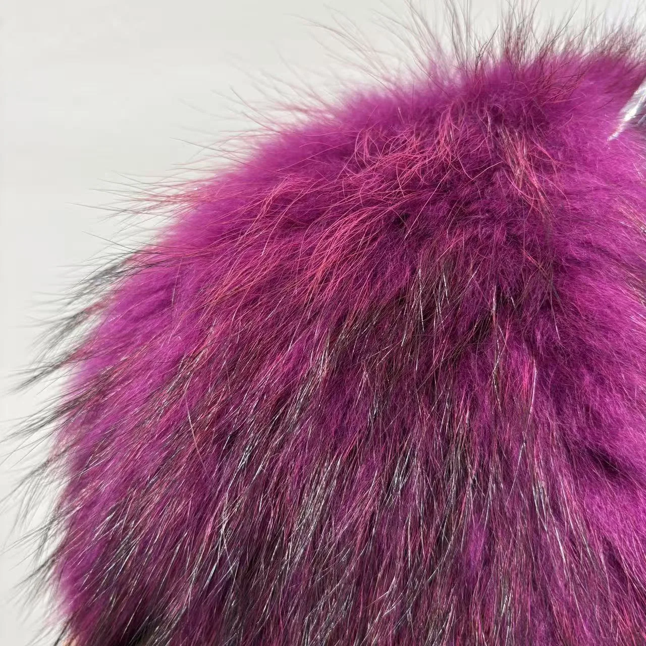 Black Leather Jacket with Raccoon Fur Trim — collar and fur detail