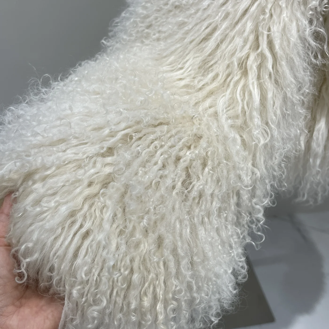 Hooded Mongolian Lamb Fur Jacket material and construction detail thumbnail