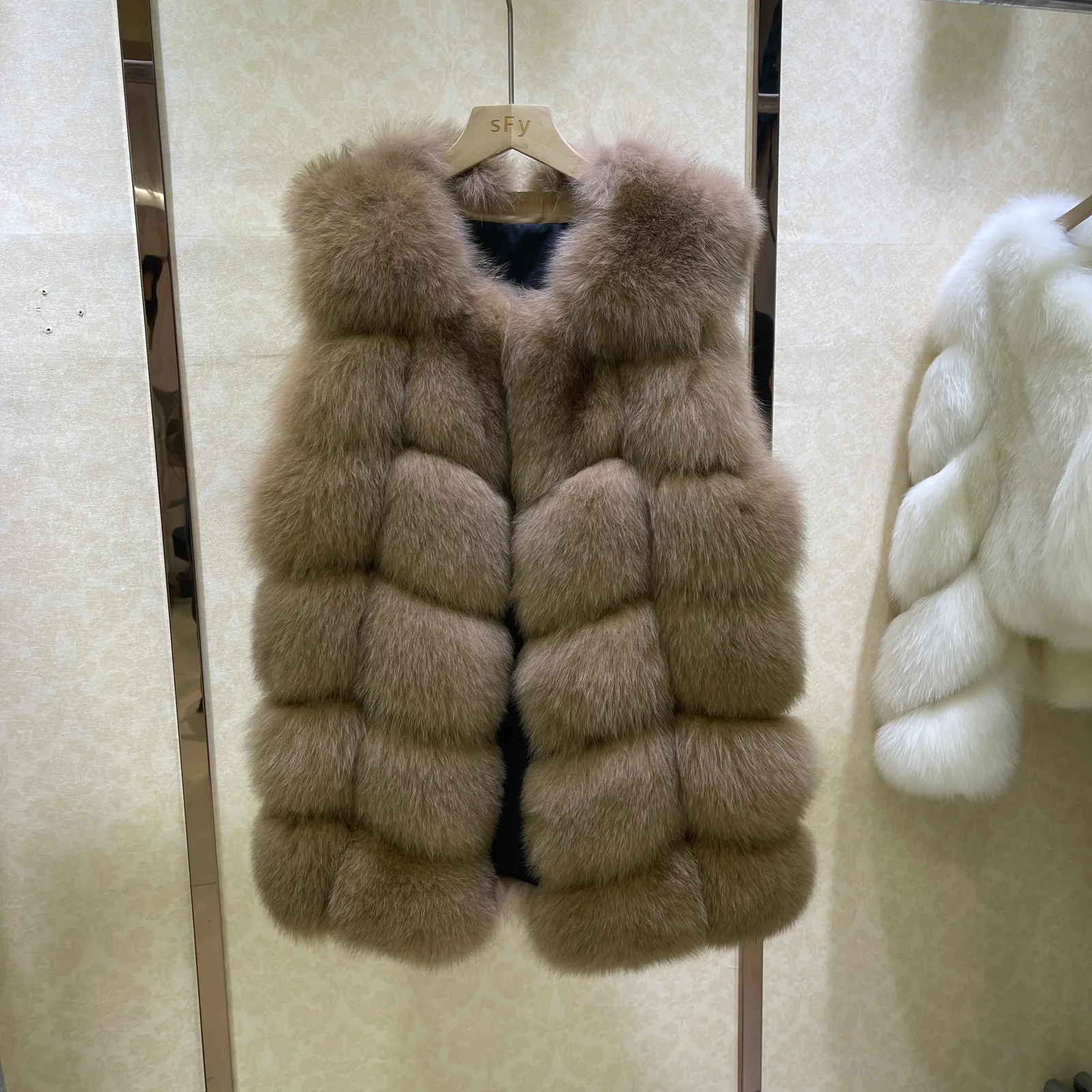 Long Rabbit Fur Vest — photographed reference