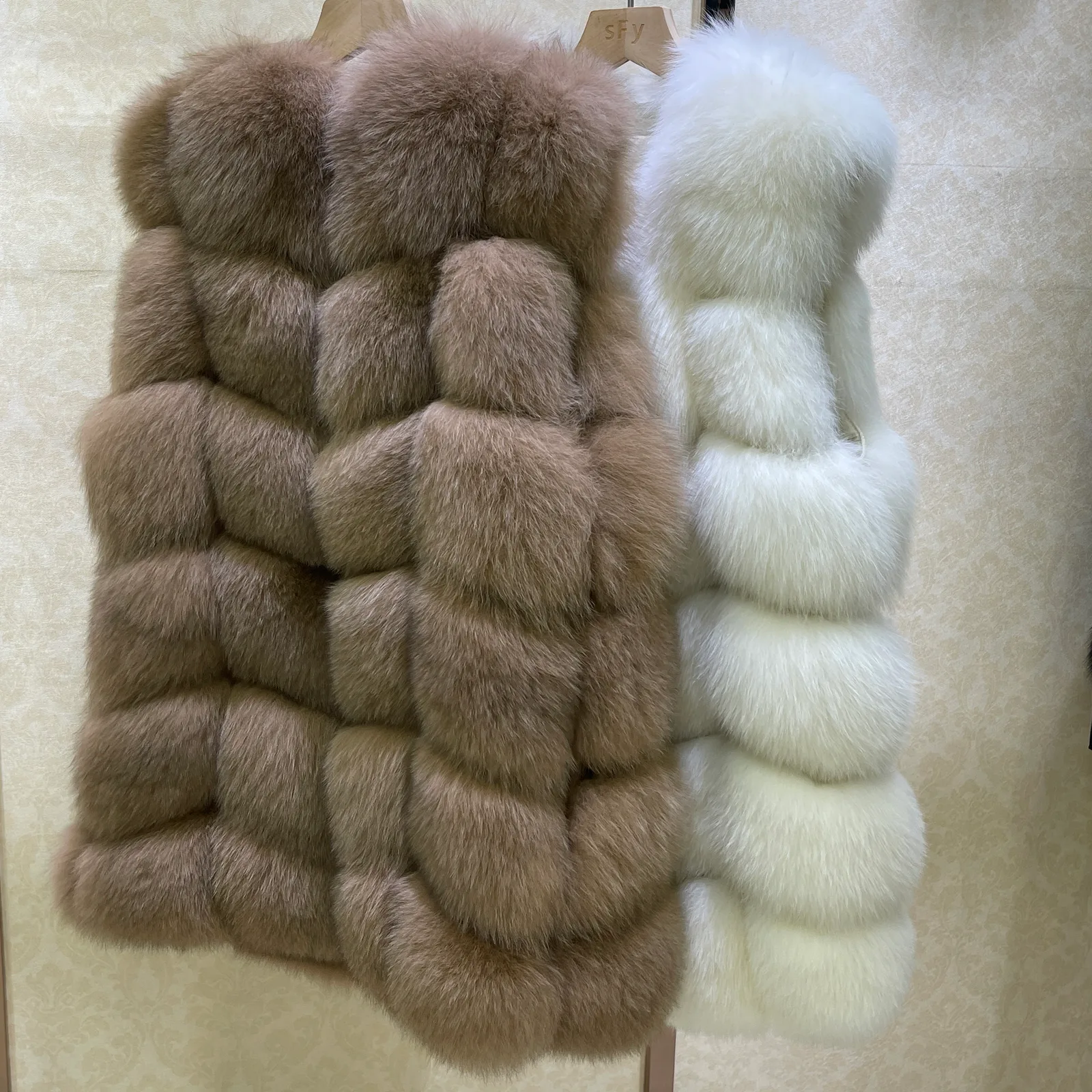 Long Rabbit Fur Vest — side view