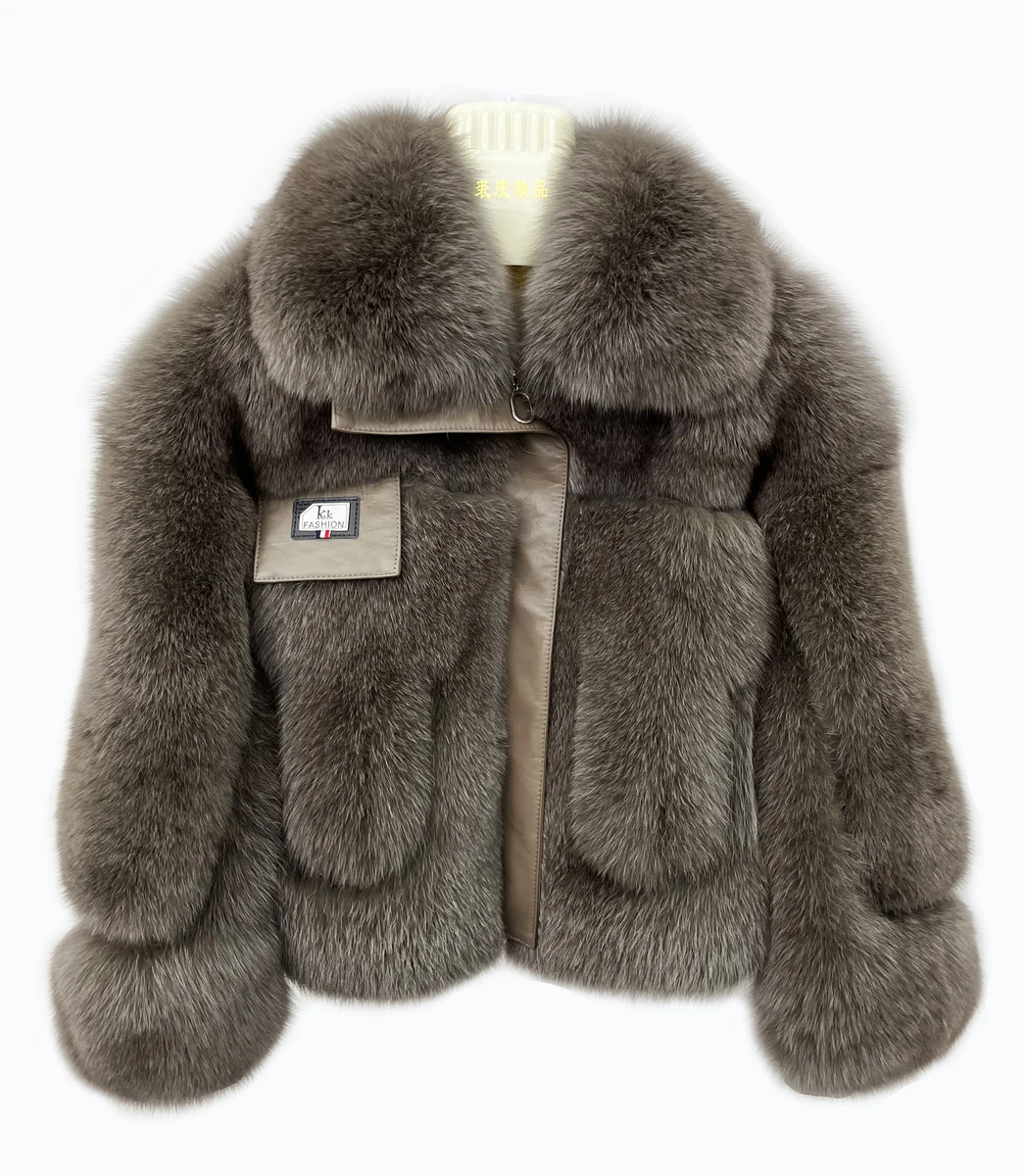 Grey Fox Fur Panel Jacket