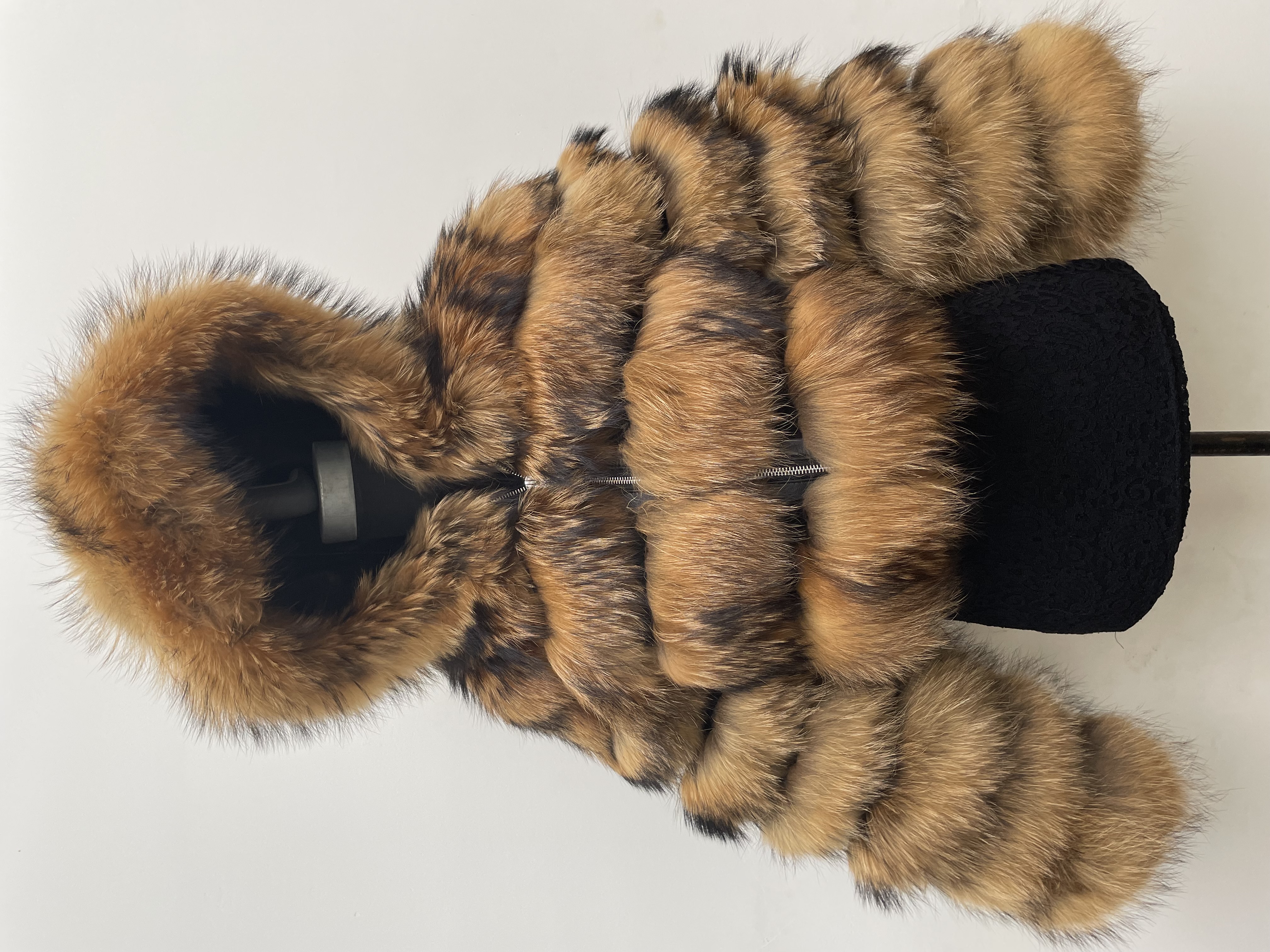 Brown hooded cropped jacket reference on a mannequin