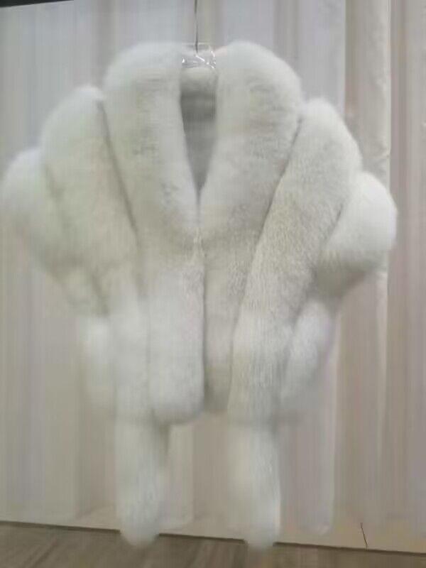 White short shawl reference with a wide framed neckline